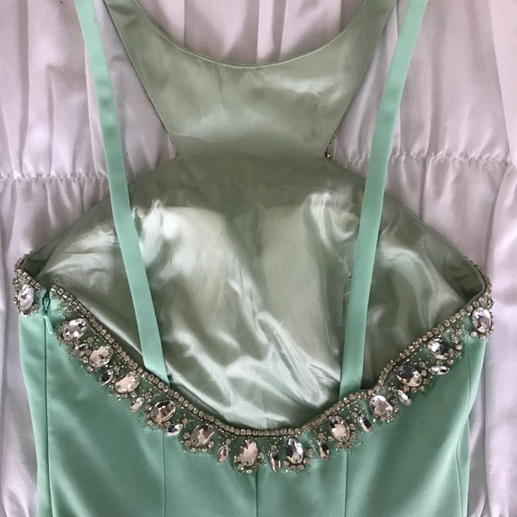 Mint Green Beaded Mermaid Gown HOMECOMING - Picture 5 of 8